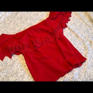 Red off shoulders blouse